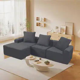 Kadyn - Modular Sectional Sofa Set, Convertible Microfiber Design with Compact Compression Packaging - Gray
