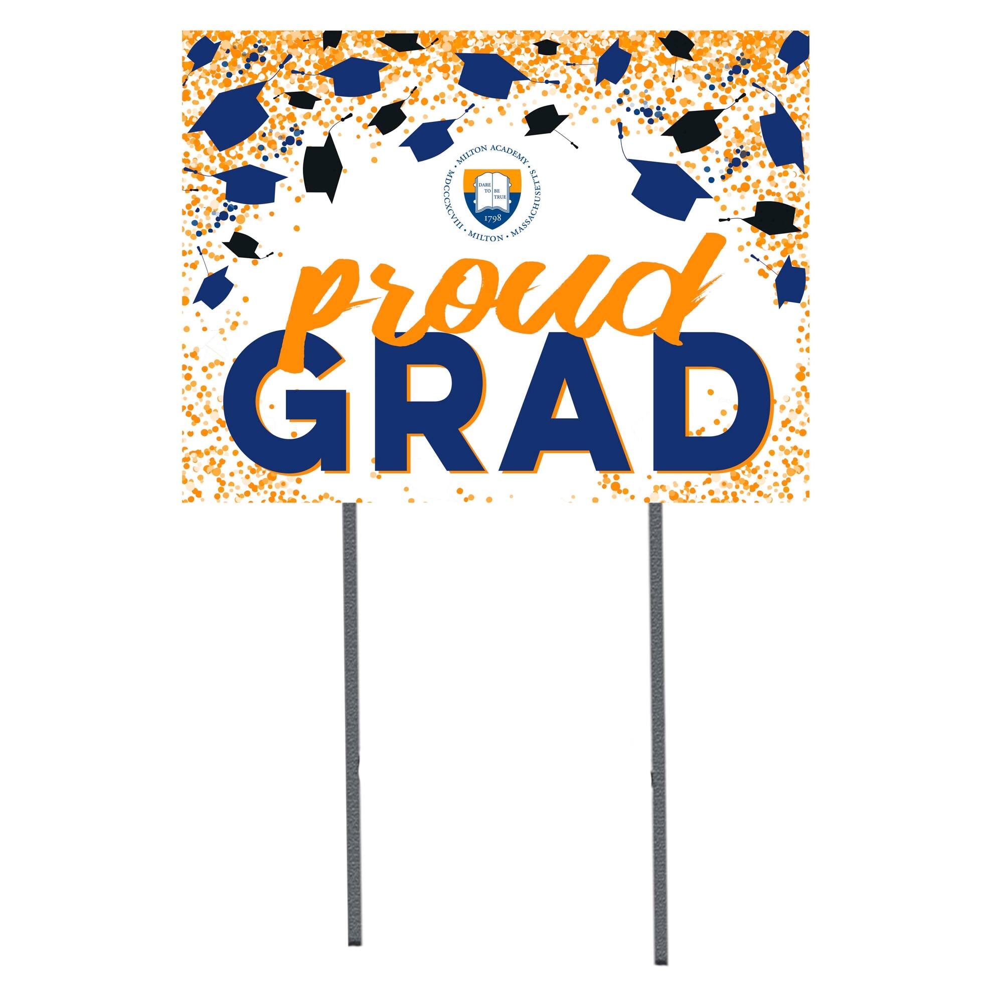 Milton Academy Mustangs 18" x 24" Proud Grad Yard Sign