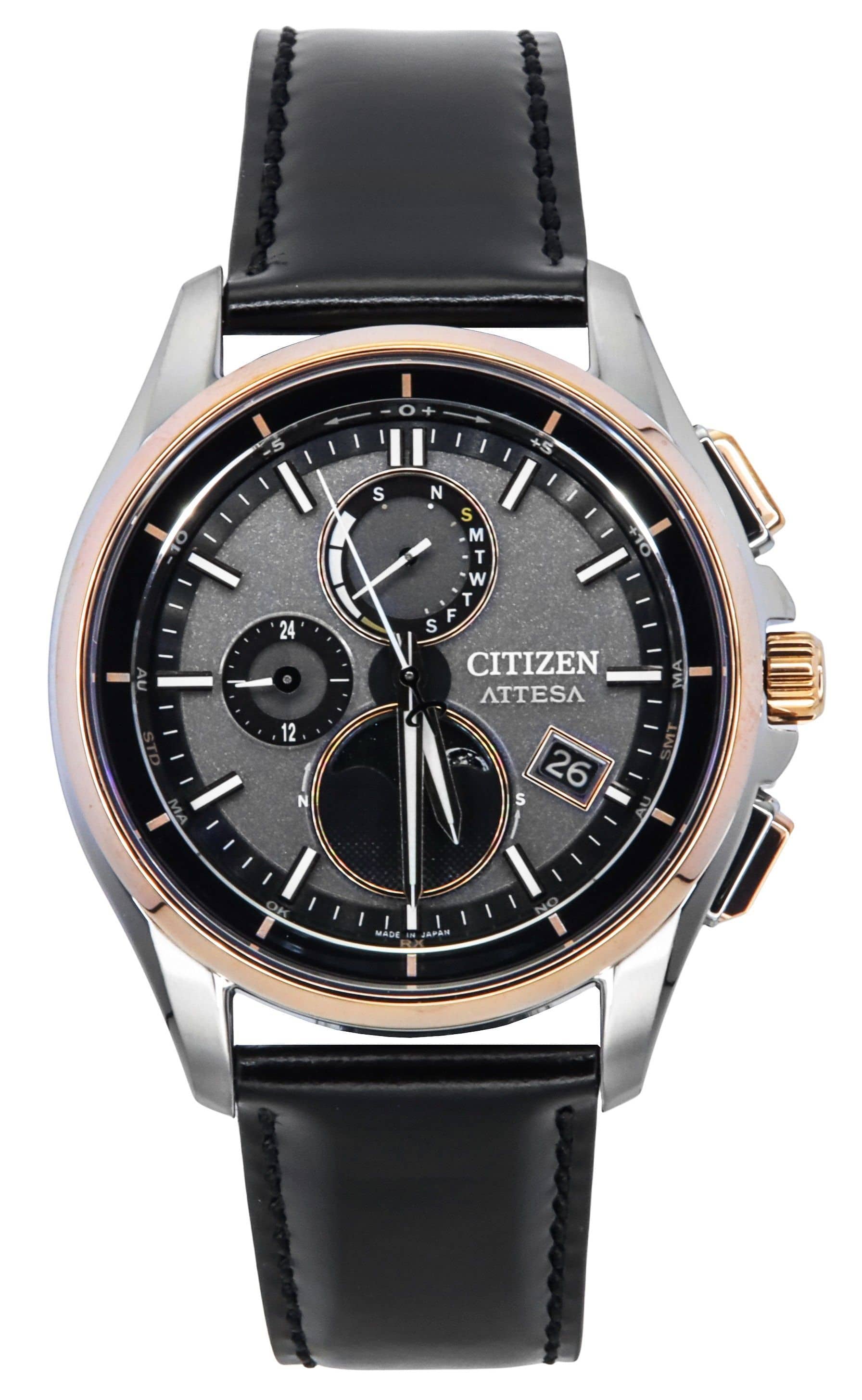 ビータ Citizen Attesa Radio Controlled Leather Strap Grey Dial Eco Drive