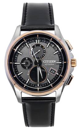 Citizen - Attesa Radio-Controlled Leather Strap Grey Dial Eco-Drive BY1004-17X 100M Men's Watch - Gray