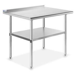 GRIDMANN - 36 x 24-in NSF Stainless Steel Prep Table with Backsplash - Silver