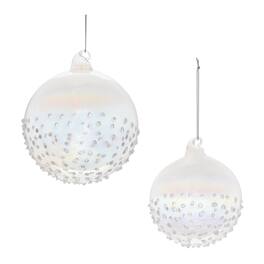 BreeBe - Iridescent Glass Ball Ornament (Set of 12) - Clear