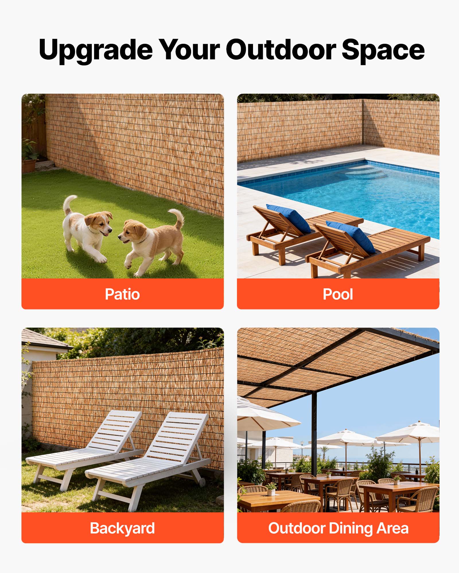 Upgrade Your Outdoor Space

- Patio
- Pool
- Backyard
- Outdoor Dining Area