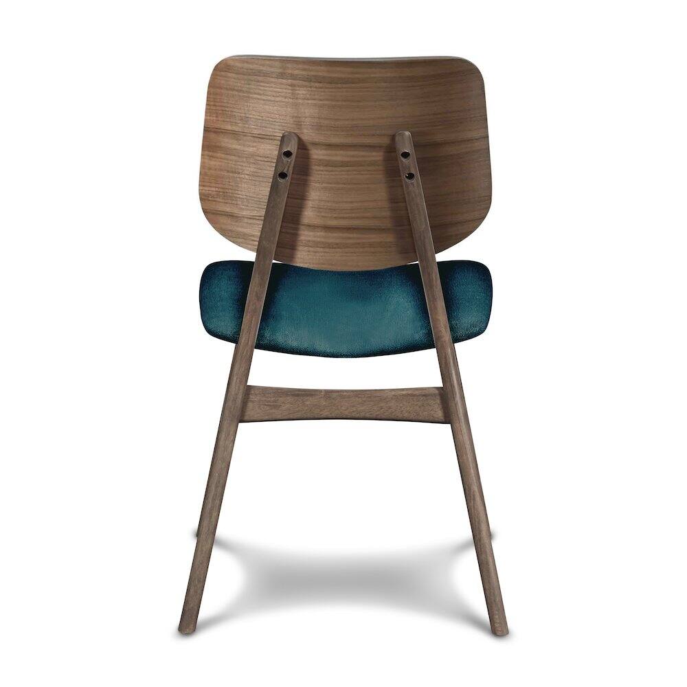 Alt View 3. New Classic Furniture - Oscar Wood Dining Chair in Walnut/Teal (Set of 2) - Blue.