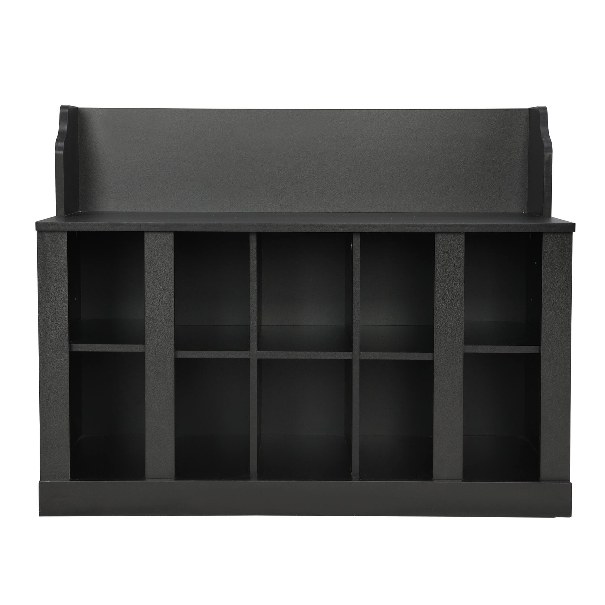 Alt View 6. GOODSILO - Modern Shoe Storage Bench with Adjustable Shelves and Wall-Mounted Coat Hooks for Organized Entryway - Black.