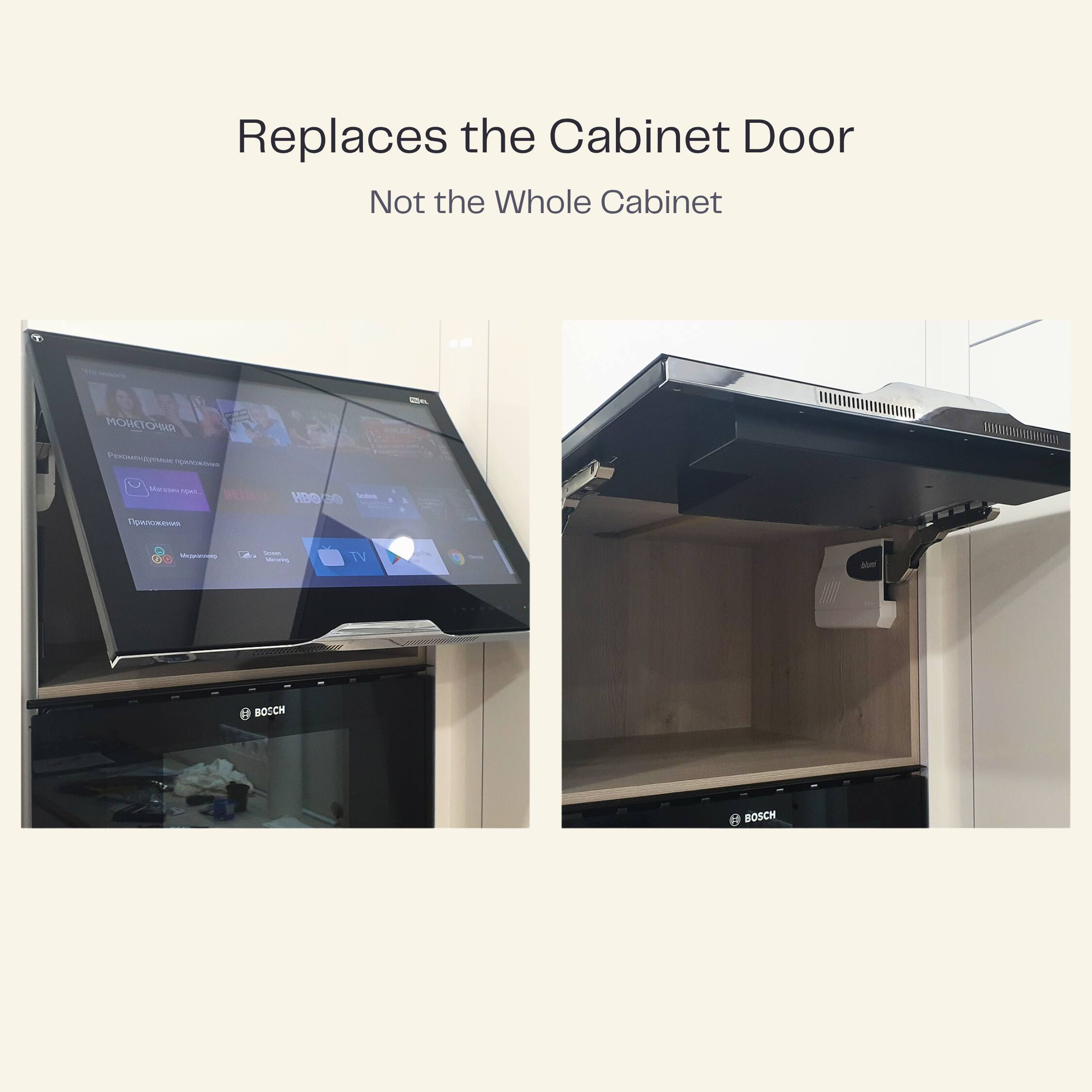 Replaces the Cabinet Door  
Not the Whole Cabinet  

MOIT U A - ensto | Mee RE HB030 30  

BOSCH  
BOSCH