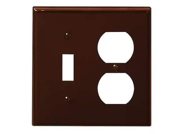 Front. Leviton - Leviton Brown 2 gang Plastic Duplex/Toggle Wall Plate 1 pk - Brown.