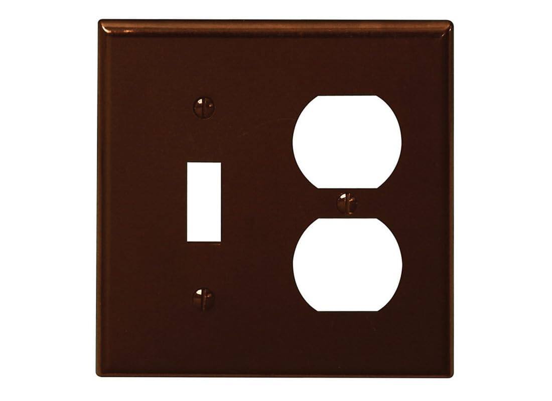 Front. Leviton - Leviton Brown 2 gang Plastic Duplex/Toggle Wall Plate 1 pk - Brown.