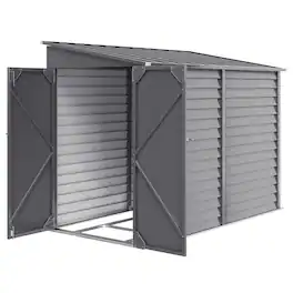 Outsunny - x 9' Outdoor Storage Shed, Lean to Metal Shed with Foundation Kit, Lockable Doors and Gloves for Patio - Gray