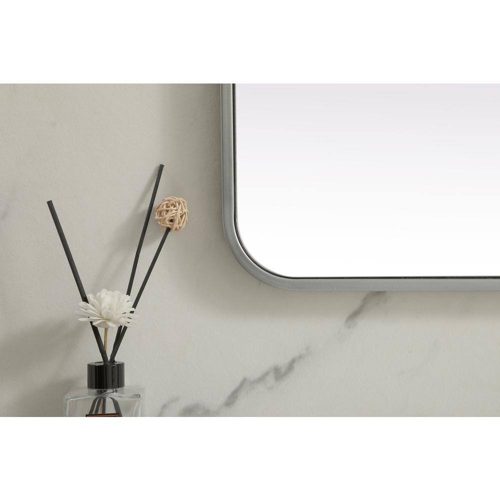 Alt View 6. Elegant Decor - Soft Corner Metal Rectangle Mirror 32x72 Inch in Silver - Silver.