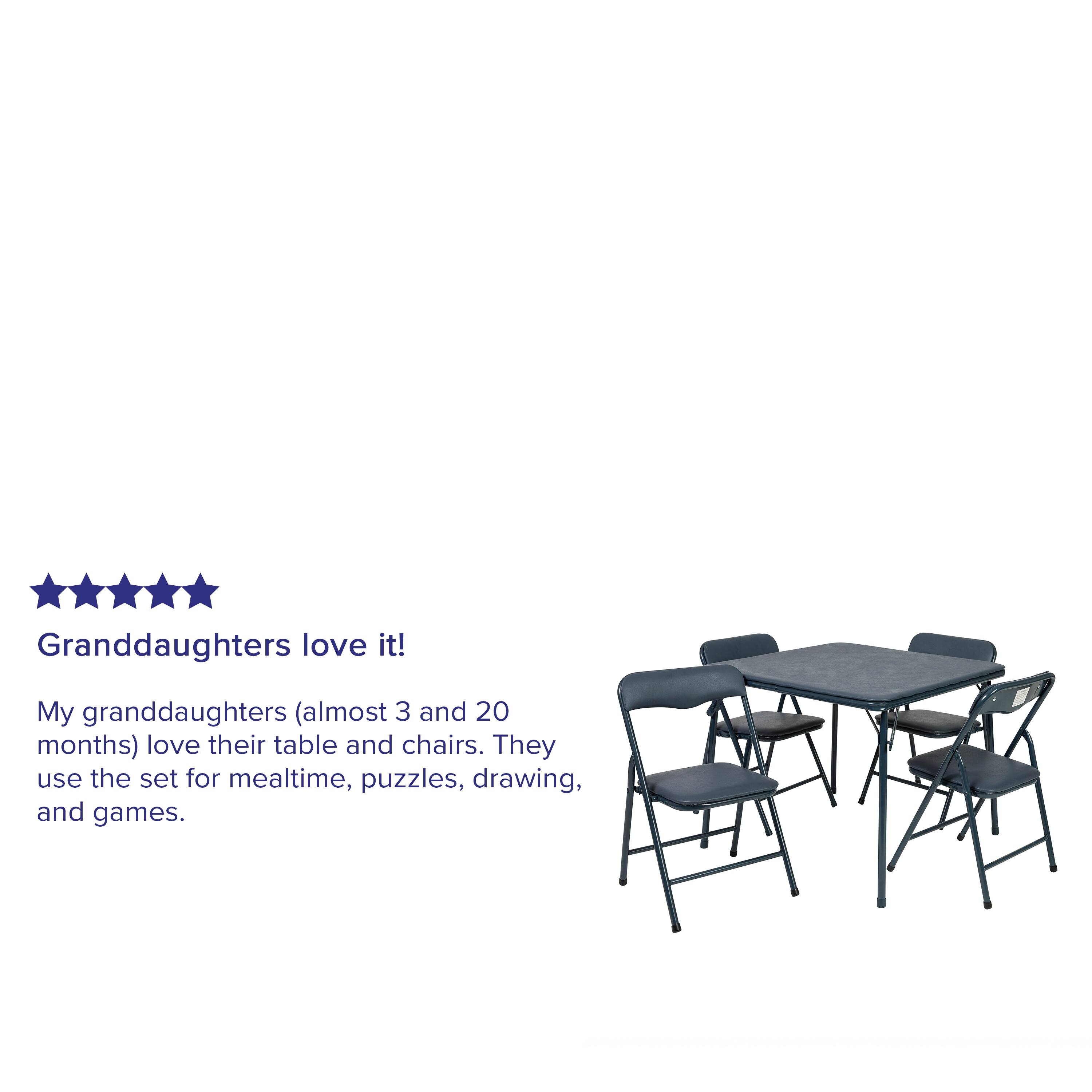 Granddaughters love it!  
My granddaughters (almost 3 and 20 months) love their table and chairs. They use the set for mealtime, puzzles, drawing, and games.