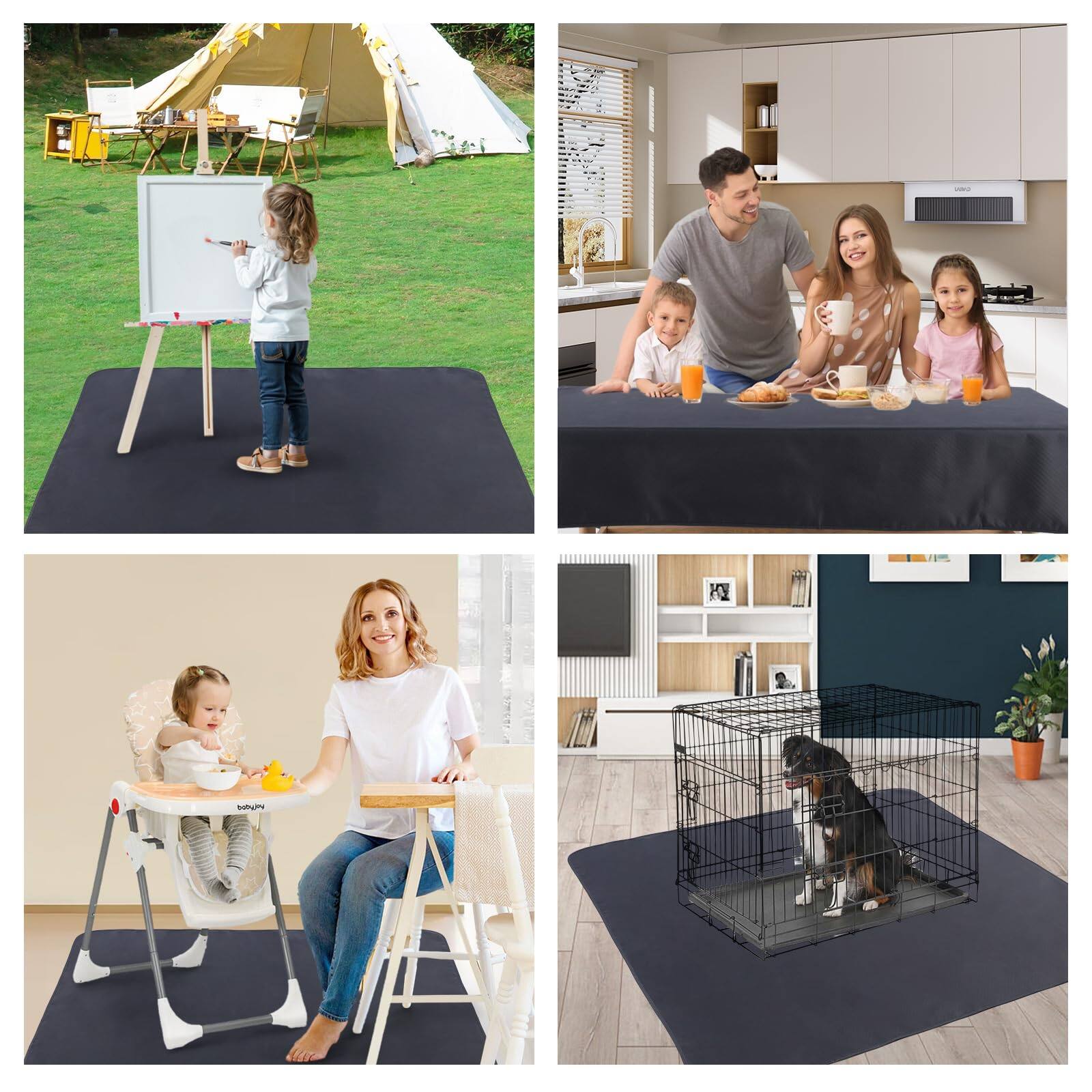 Alt View 4. Cedar Assembly - Splat Mat For Under High Chair/arts/crafts/outdoor Picnic Washable Spill Waterproof Anti-slip Floor Splash ... - Light Grey.