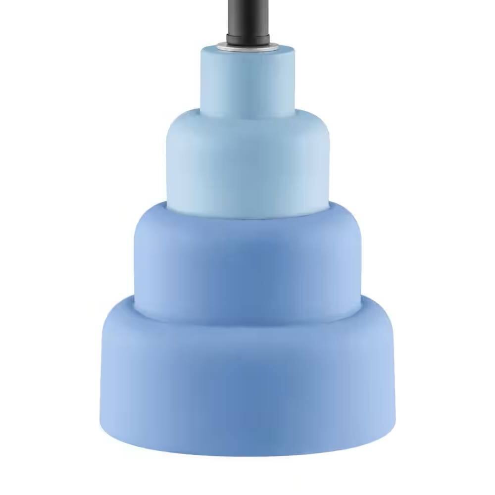 Alt View 1. Hivvago - Small Blue Desk Light Table Lamp with White Fabric Shade for Bedside Nightstand - Blue, White.