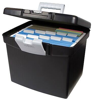 Alt View 1. Storex - Storex Portable File Storage Box, Letter, Black (STX61502U01C) - Black, gray and clear.