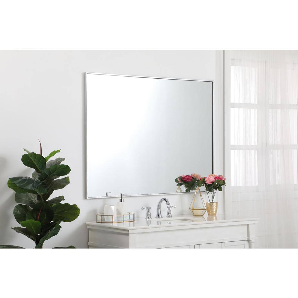 Alt View 3. Elegant Decor - Metal frame rectangle mirror 36 inch in silver - Silver.