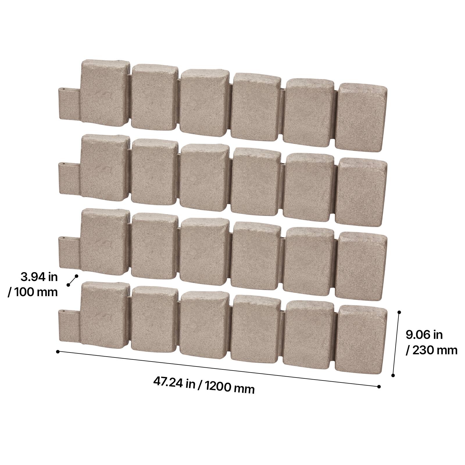 3.94 in / 100 mm  
9.06 in / 230 mm  
47.24 in / 1200 mm