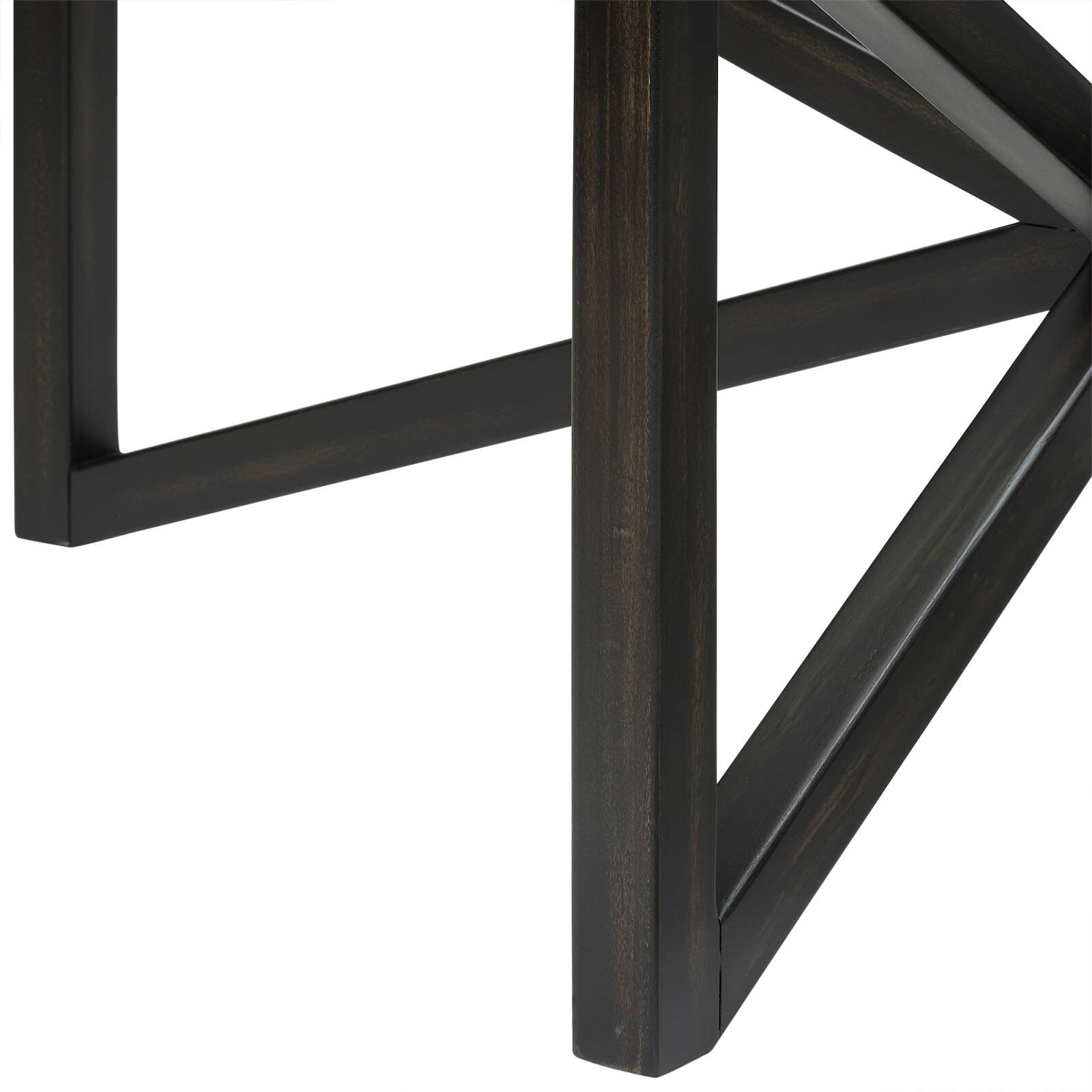 Alt View 7. Ecooso - Modern simple glass coffee table, tempered glass coffee table solid wood base round transparent glass top - Black.