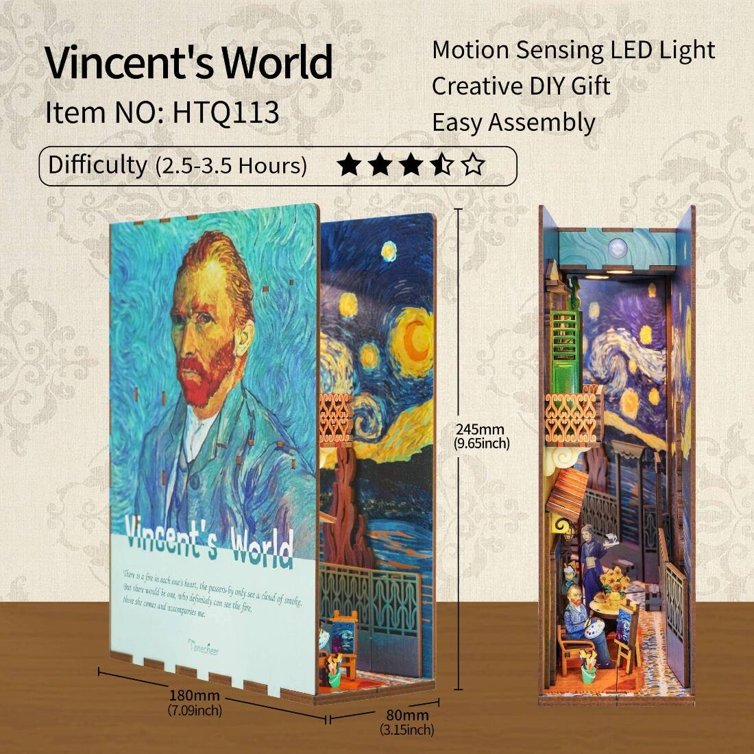 Angle. 3D Puzzle - DIY 3D Book Nook Kit Vincent's World 80pcs.