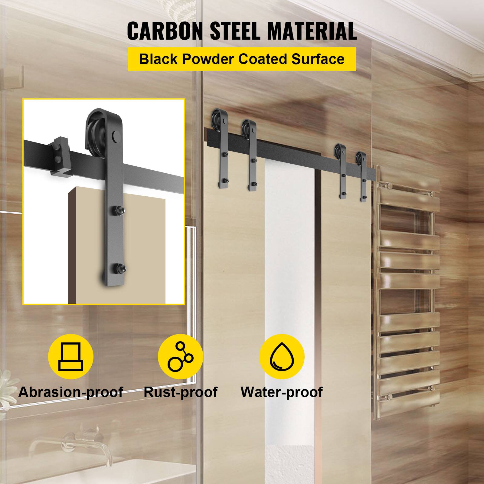 CARBON STEEL MATERIAL  
Black Powder Coated Surface  
Abrasion-proof  
Rust-proof  
Water-proof