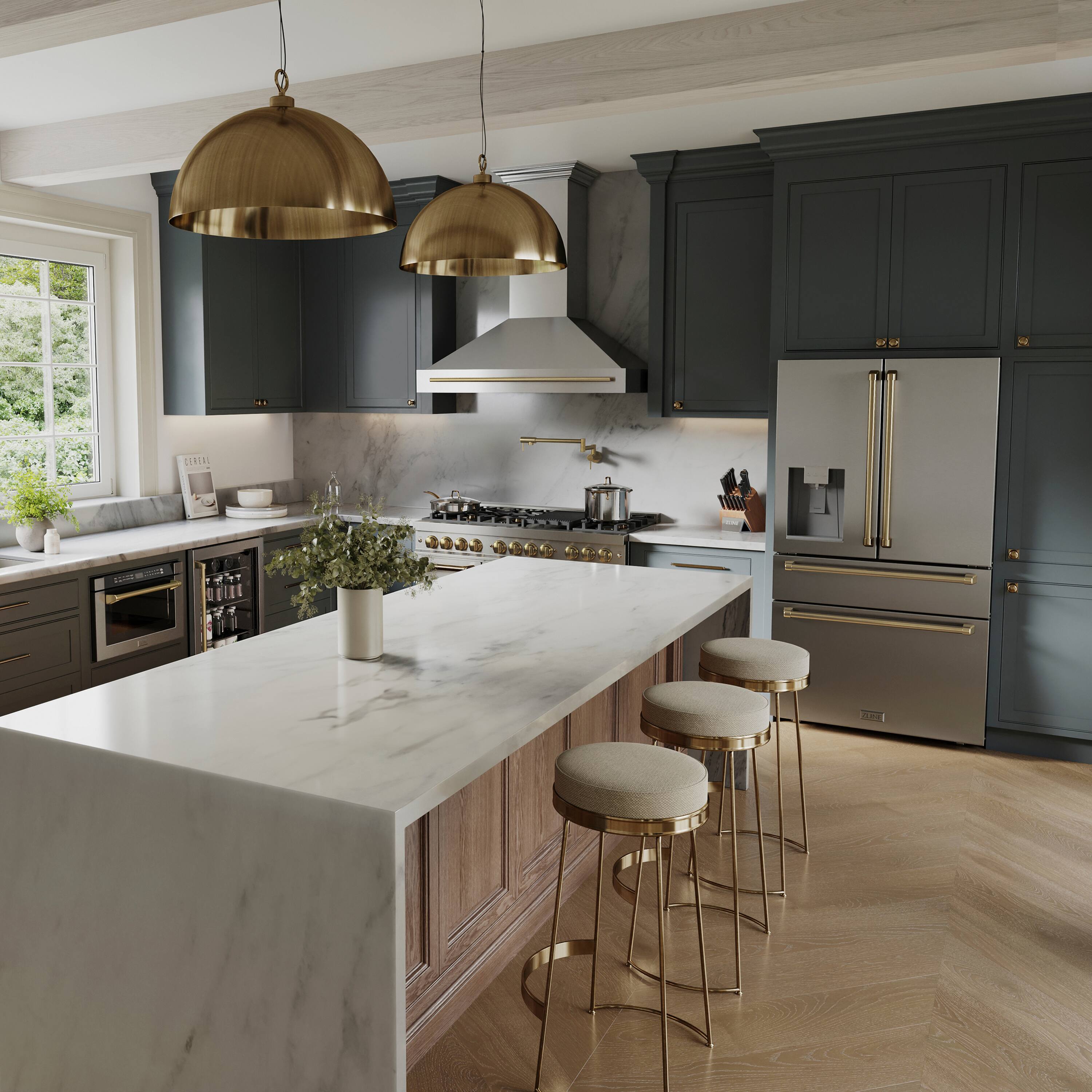 Alt View 4. ZLINE - ZLINE Autograph Edition 48 in. Stainless Steel Range Hood with Stainless Steel Shell and Champagne Bronze Handle - Stainless Steel.