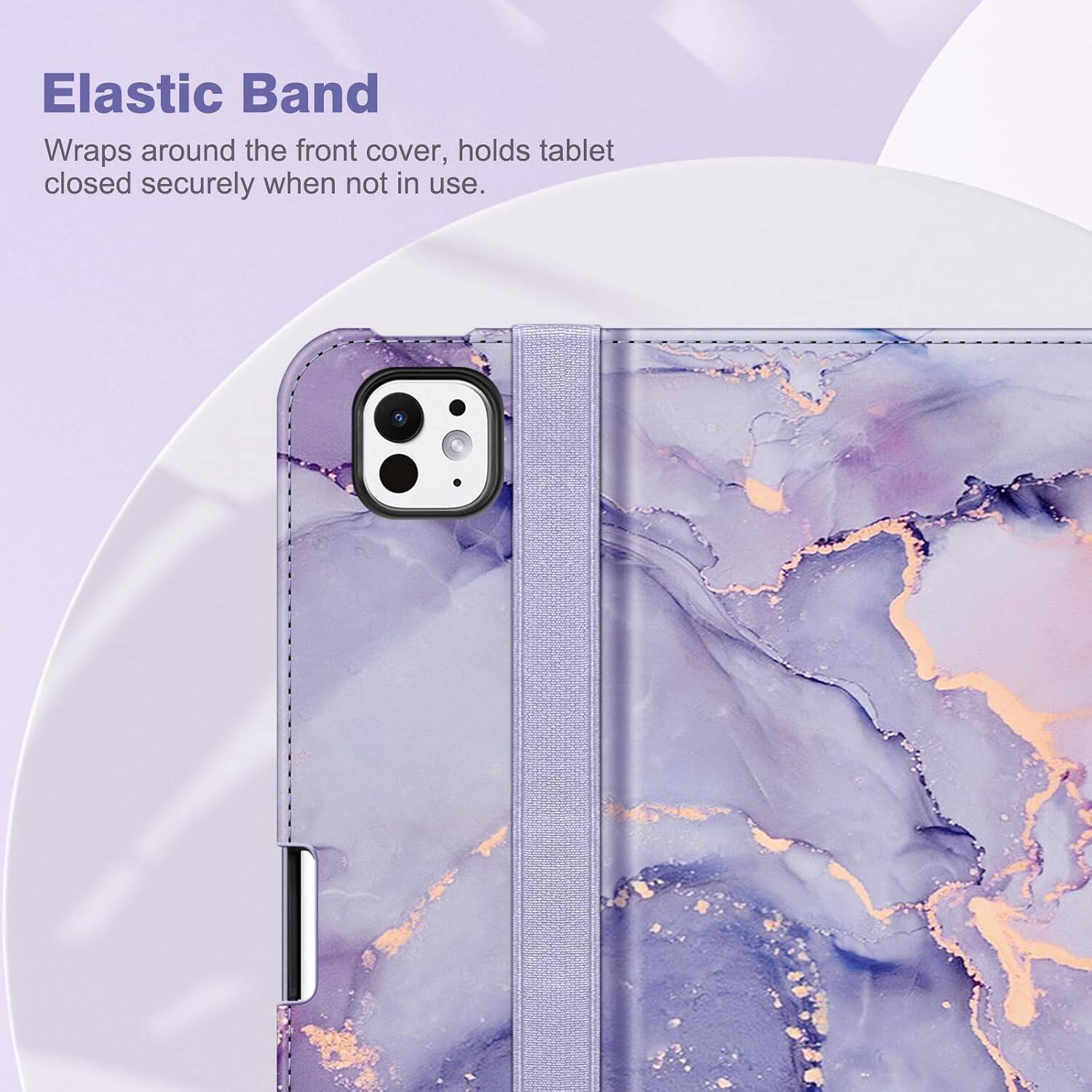 Elastic Band Wraps around the front cover, holds tablet closed securely when not in use.