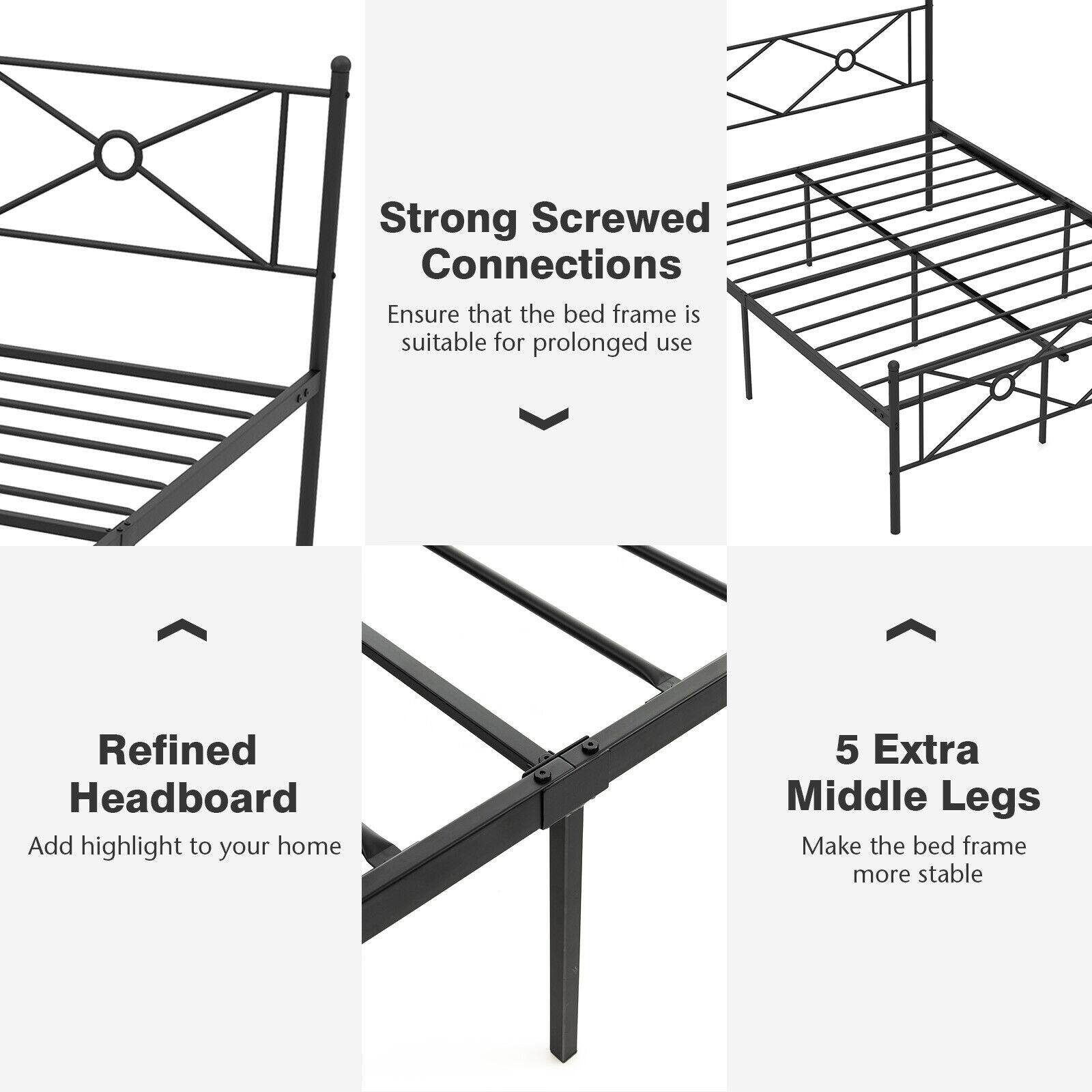 Strong Screwed Connections, Refined Headboard, 5 Extra Middle Legs