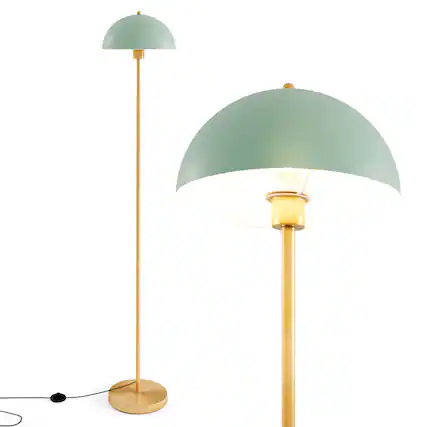 Front. Costway - Costway 64" Floor Lamp with Adjustable Lamp Head, Shatterproof Lampshade & Foot Switch - Gold + Green + White.