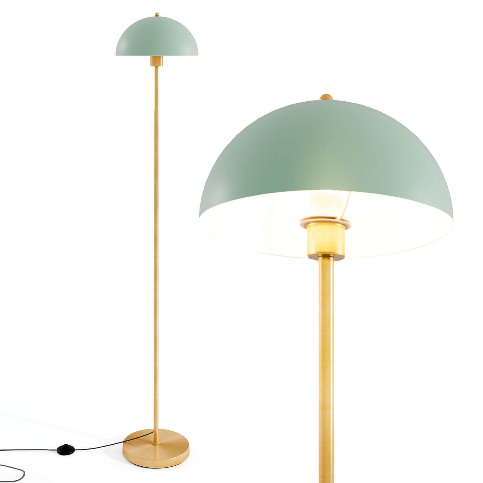 Costway - 64" Floor Lamp with Adjustable Lamp Head, Shatterproof Lampshade & Foot Switch - Gold + Green + White