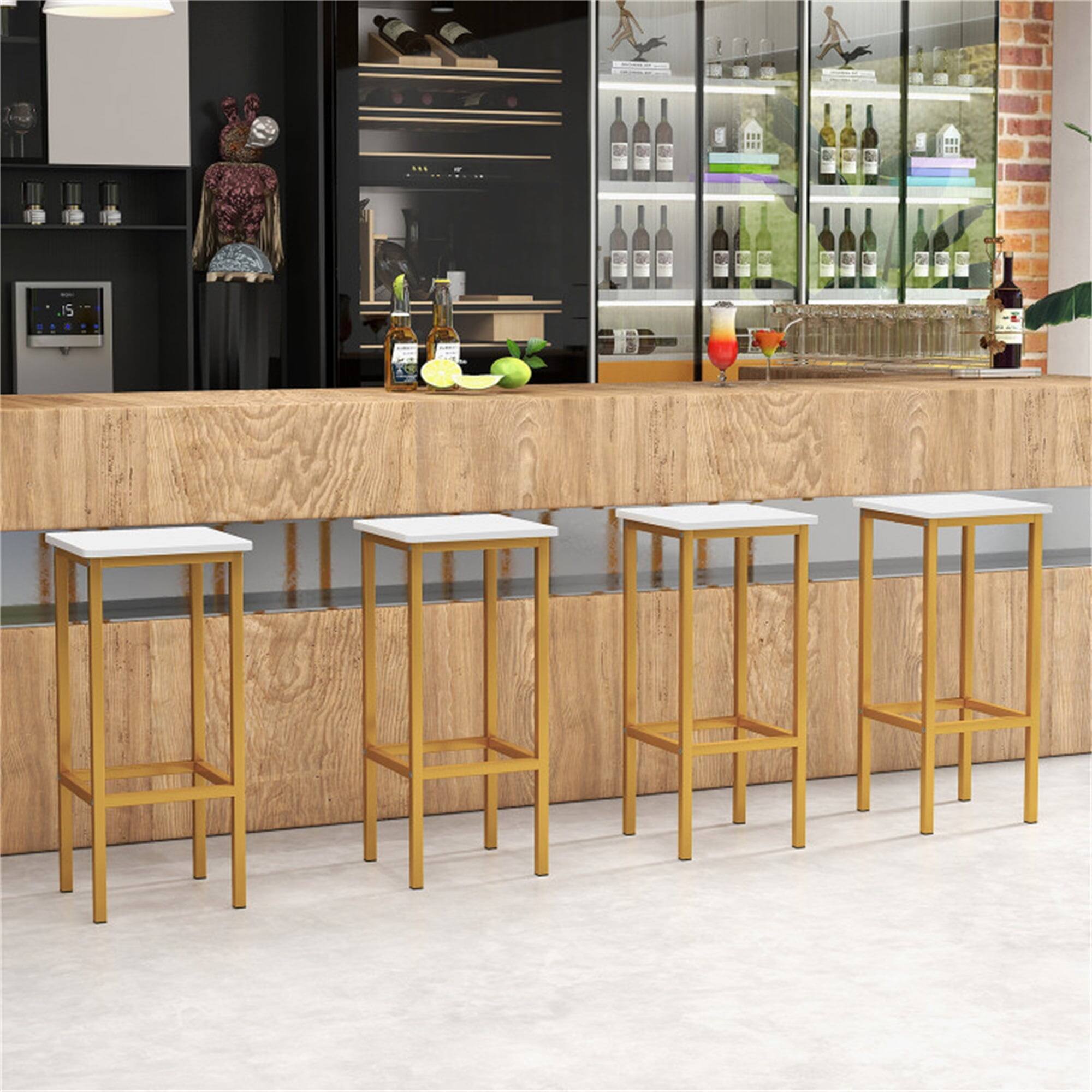 Alt View 1. Pefilos - 26" Set of 4 Bar Stool Set Bar Chair with Stainless Steel Legs and Footrest, Modern Kitchen Dining Chair Metal - White.