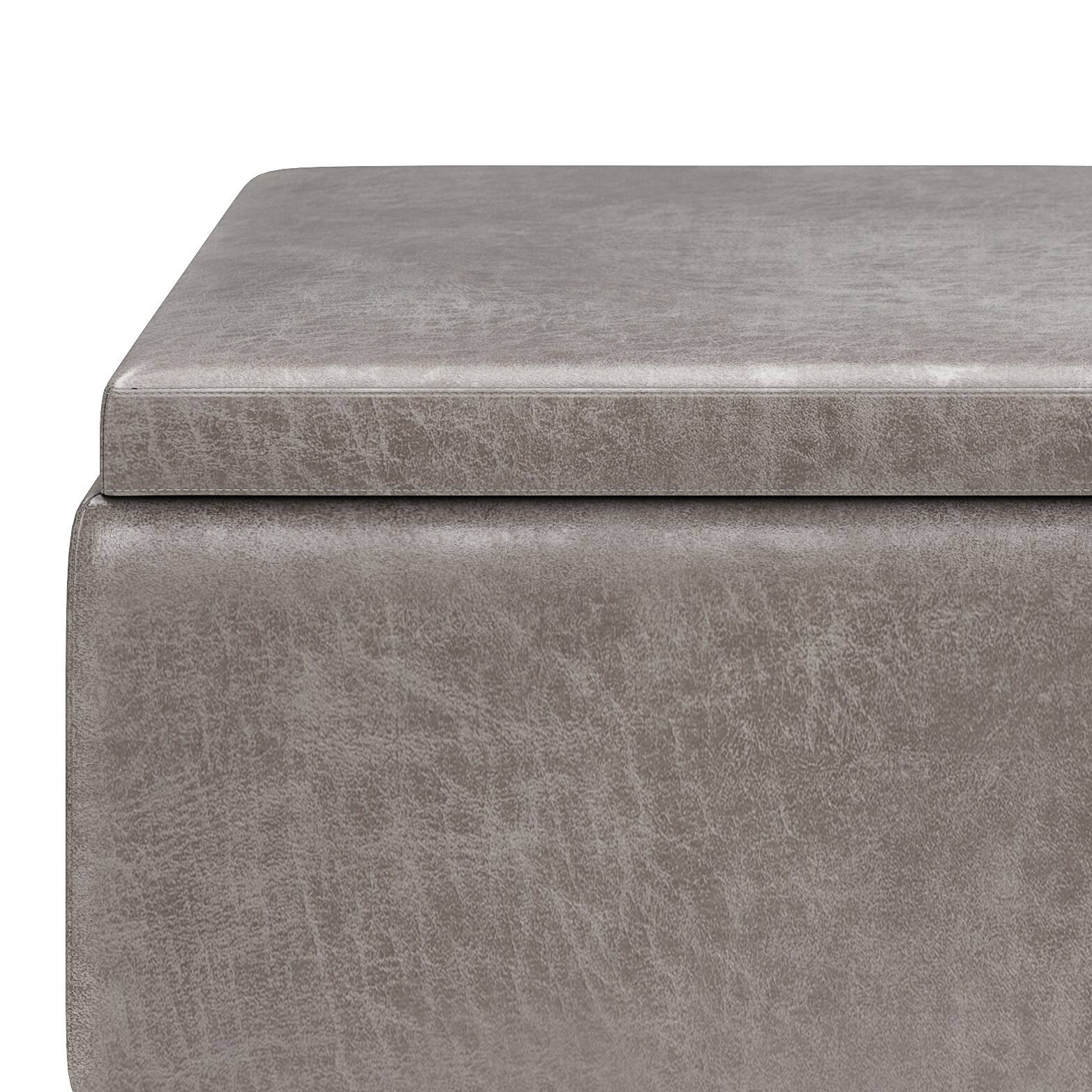 Alt View 15. Simpli Home - Owen Tray Top Small Coffee Table Storage Ottoman - Distressed Grey.