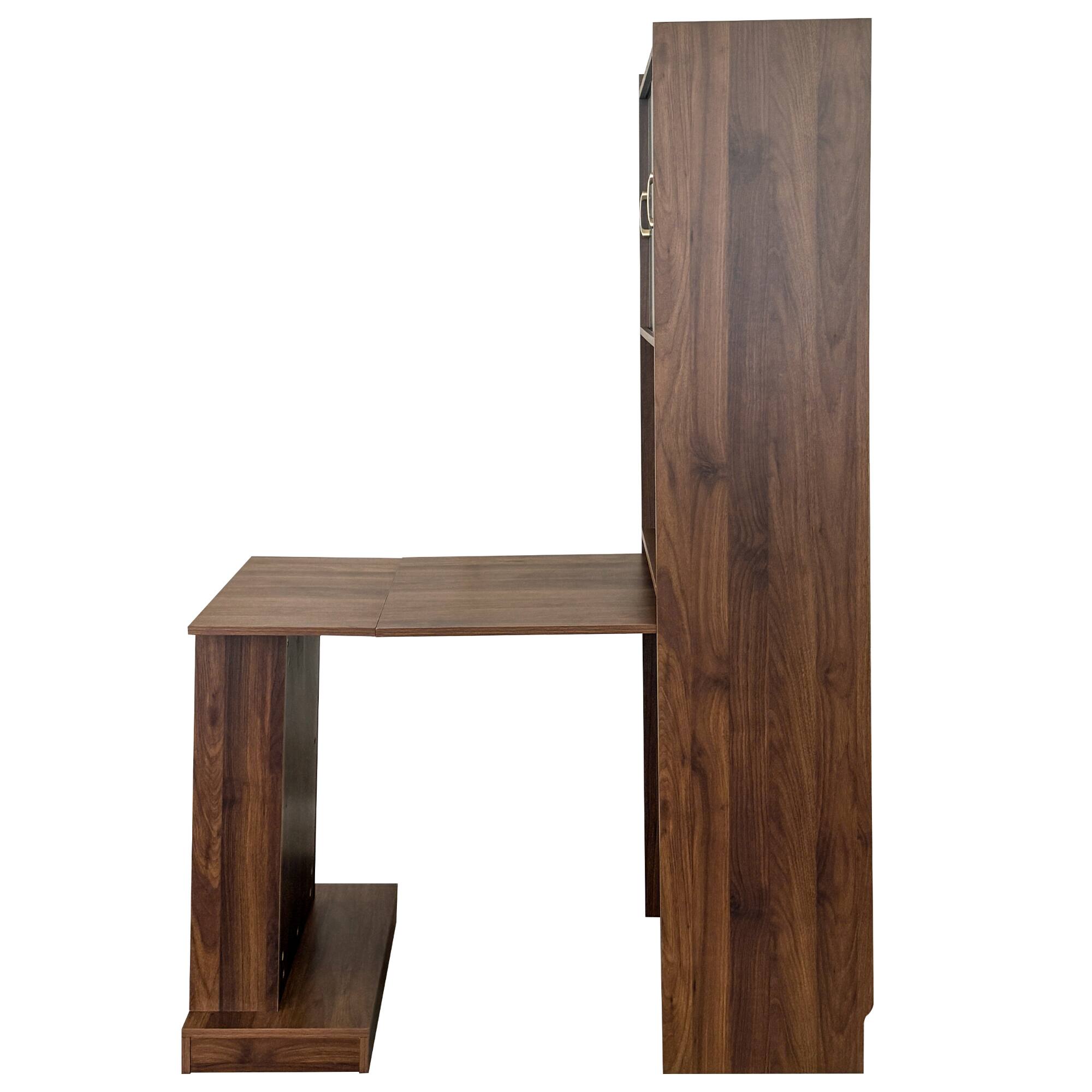 Alt View 9. Tiramisubest - Folding Desk with Storage,Space-Saving Foldable Computer Desk for Small Spaces,Writing Study Table for Home Office - Walnut.