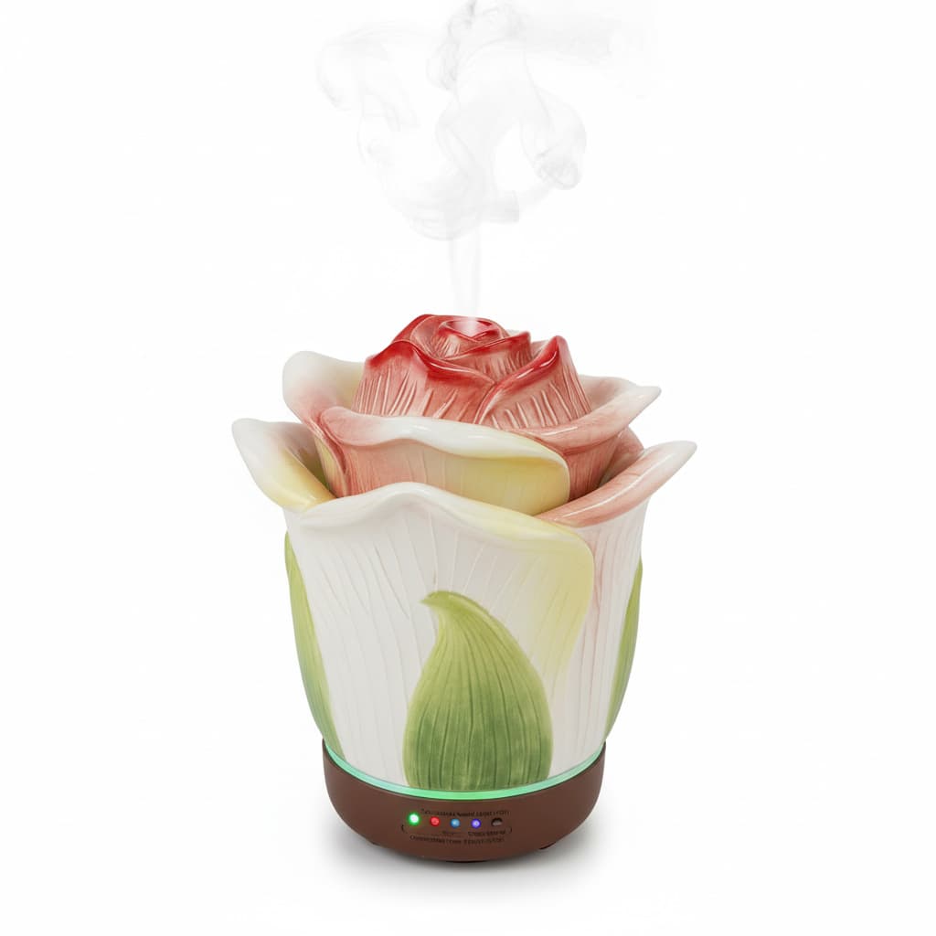 Front. FINEAK - 80ml Champagne Hand-Painted Ceramic Essential Oil Diffuser.