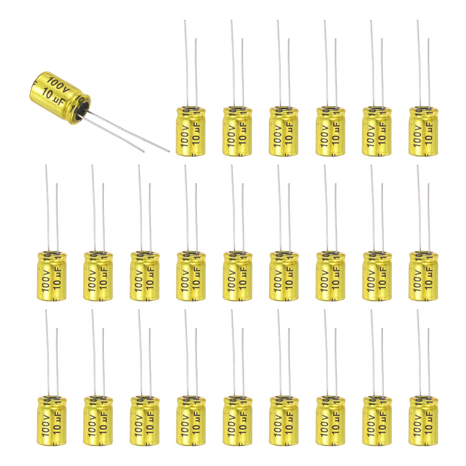 Unique Bargains - 50pcs 10uF 100V Non-Polarized Electrolytic Capacitor, 13x8mm Aluminum Audio Freq Divider for DIY Speaker/Car Amp - Gold price history on PriceWatchPro