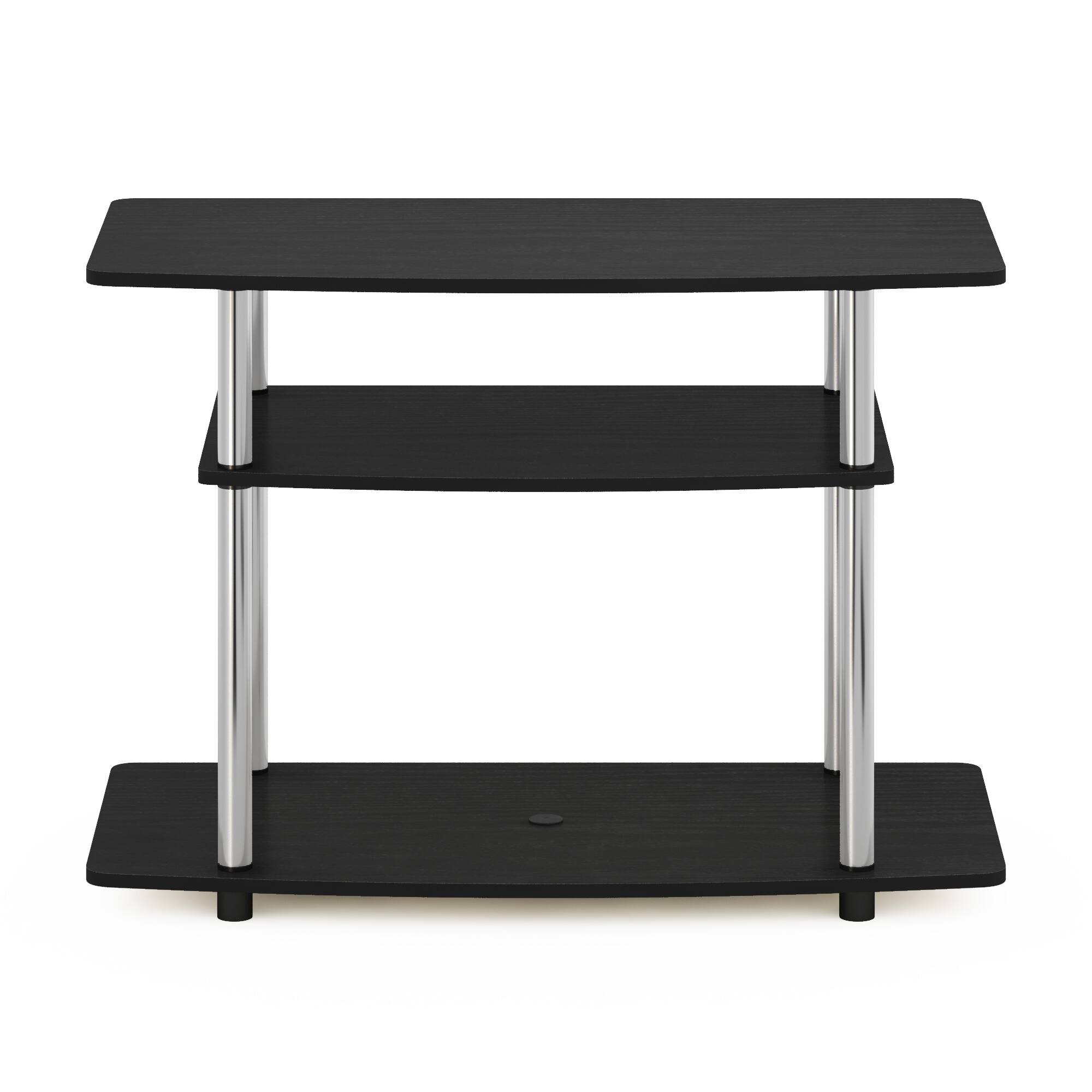 Alt View 2. Furinno - Turn-N-Tube No Tools 3-Tier TV Stands - Americano/Stainless Steel.