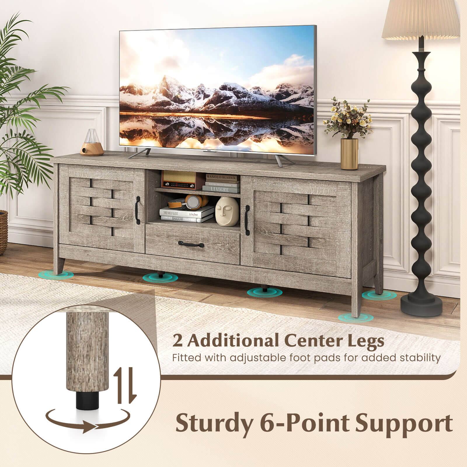 n ECIC REAIGHE  
Ter C 1L 2  
Additional Center Legs  
Fitted with adjustable foot pads for added stability  
Sturdy 6-Point Support