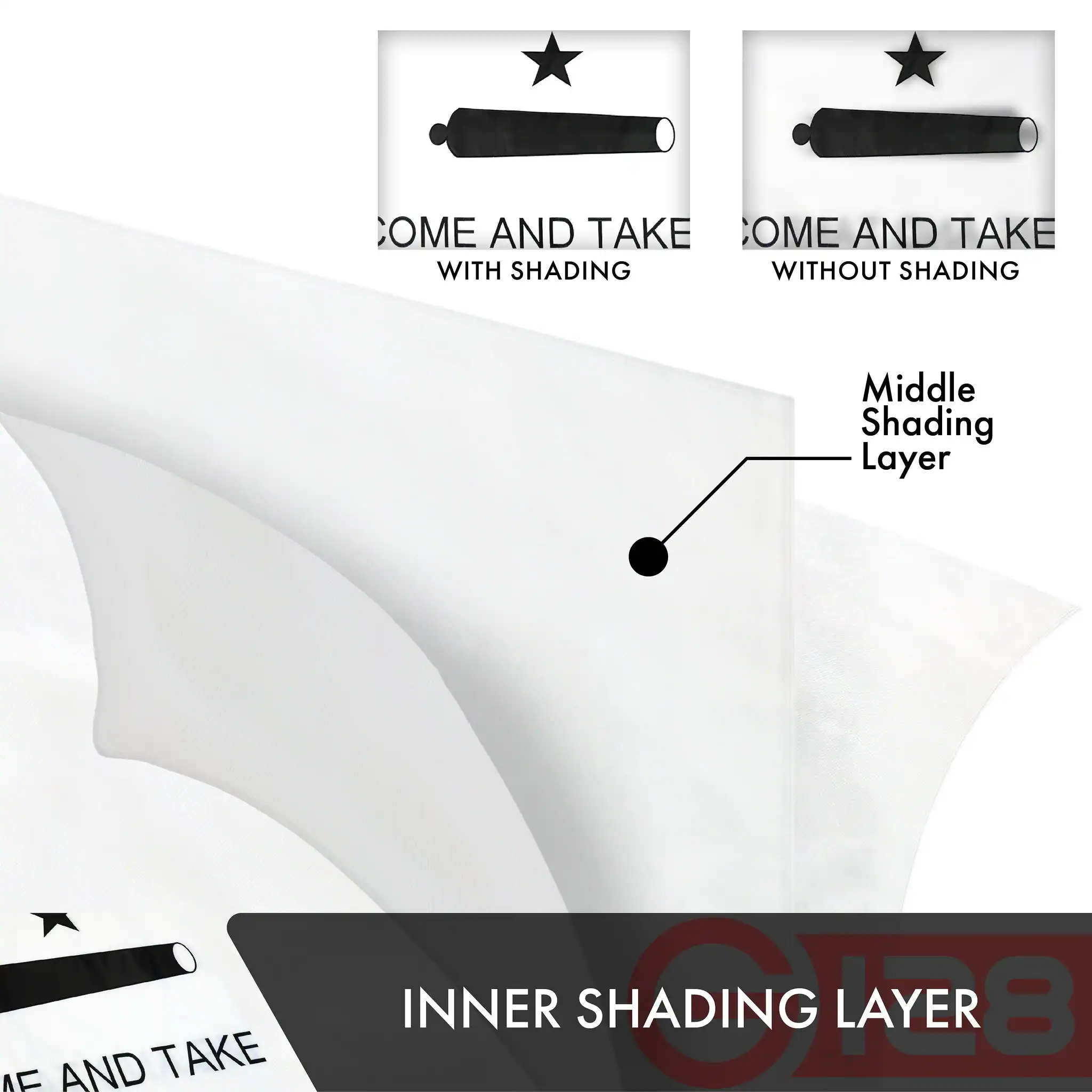 COME AND TAKE  
WITH SHADING  
WITHOUT SHADING  

Middle Shading Layer  

INNER SHADING LAYER