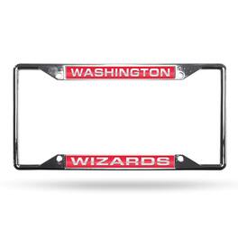 Rico Industries - Washington Wizards NBA All Corner EZ View Chrome Metal Laser Cut License Plate Frame - Multi