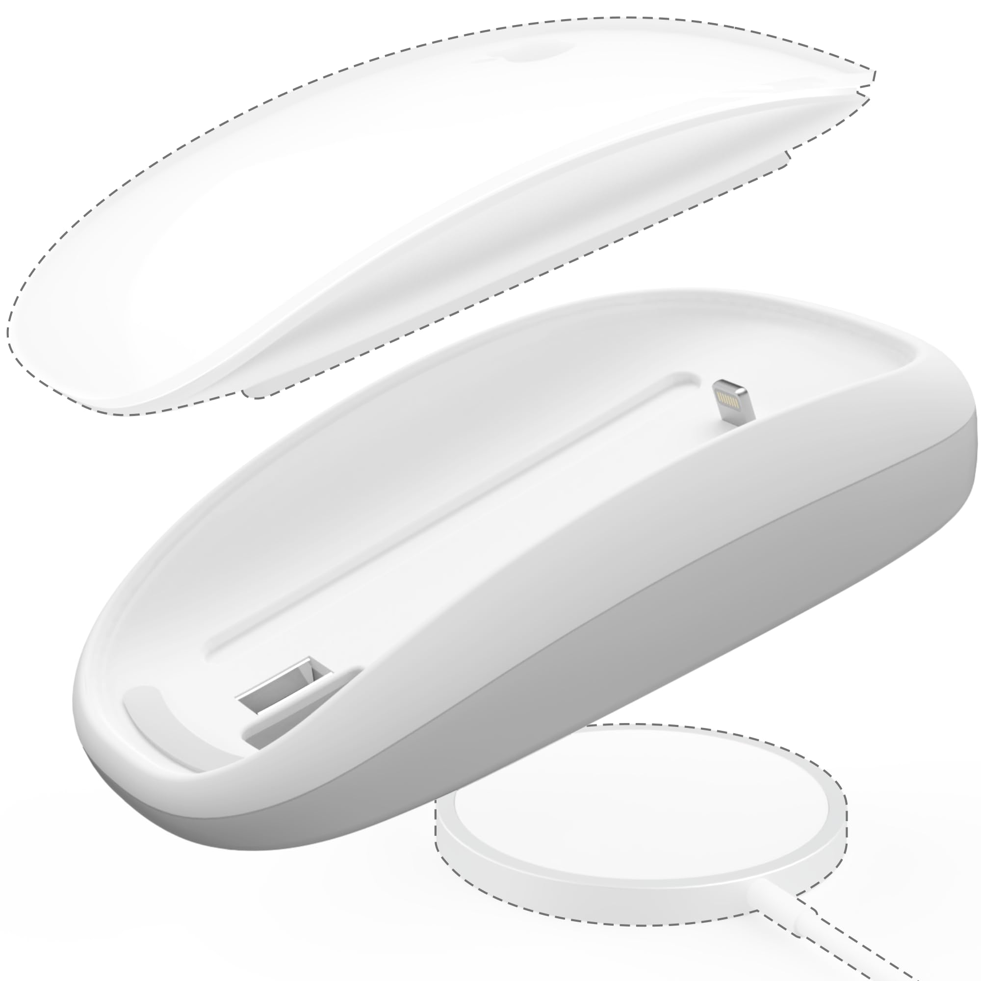 Front. HM 1810 - Mouse Compatible With Magic Grip Charging Support Base - White.