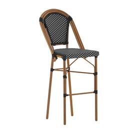 Flash Furniture - Bordeaux Stackable Indoor/Outdoor Bistro 30" High Barstool, Commercial Grade, /White and Bamboo Finish - Black