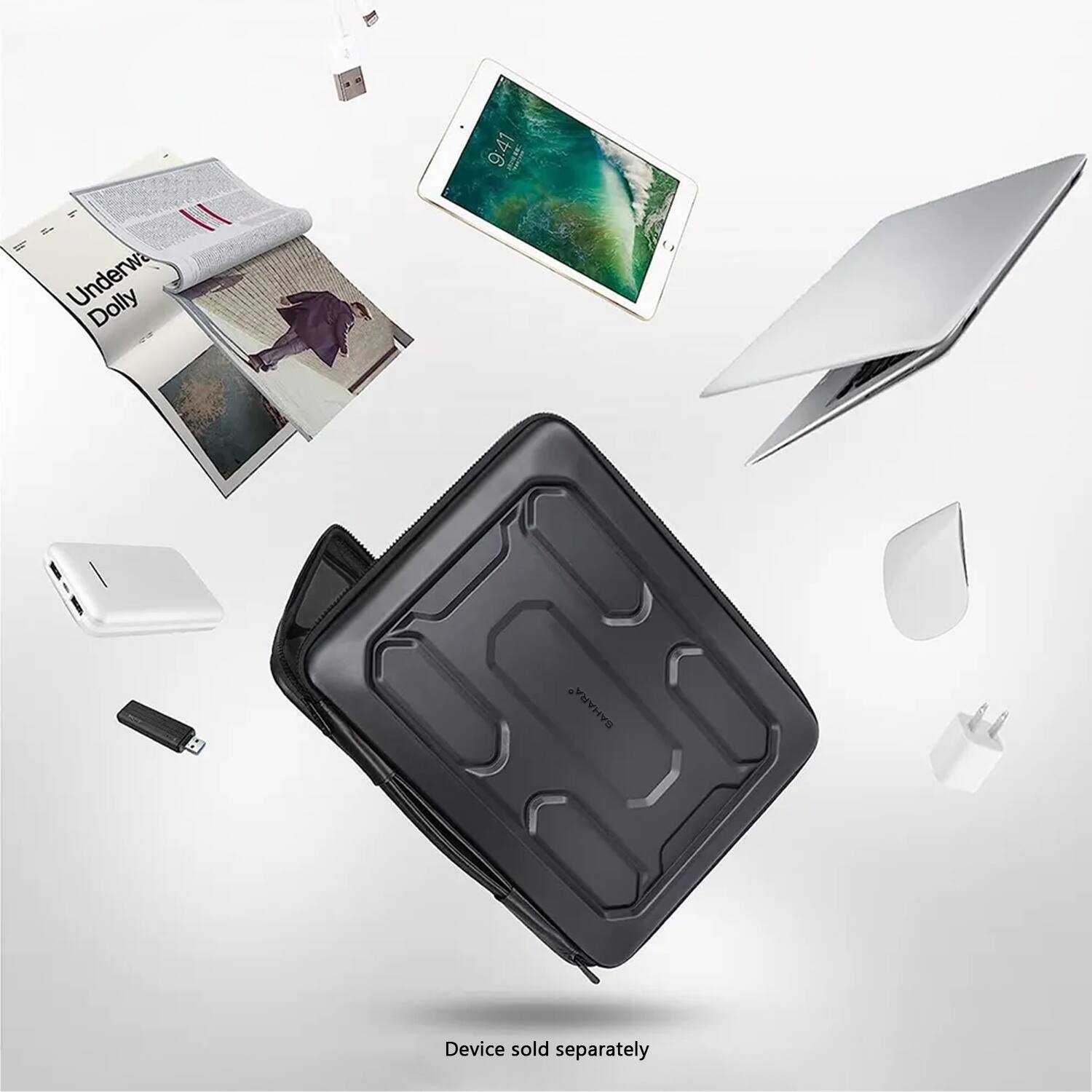 The text on the image reads: "Device sold separately."