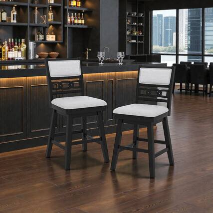 Front. Hivvago - Modern 25-Inch Counter Stools Upholstered Swivel Seats with Back Support - Set of 2 - Black.
