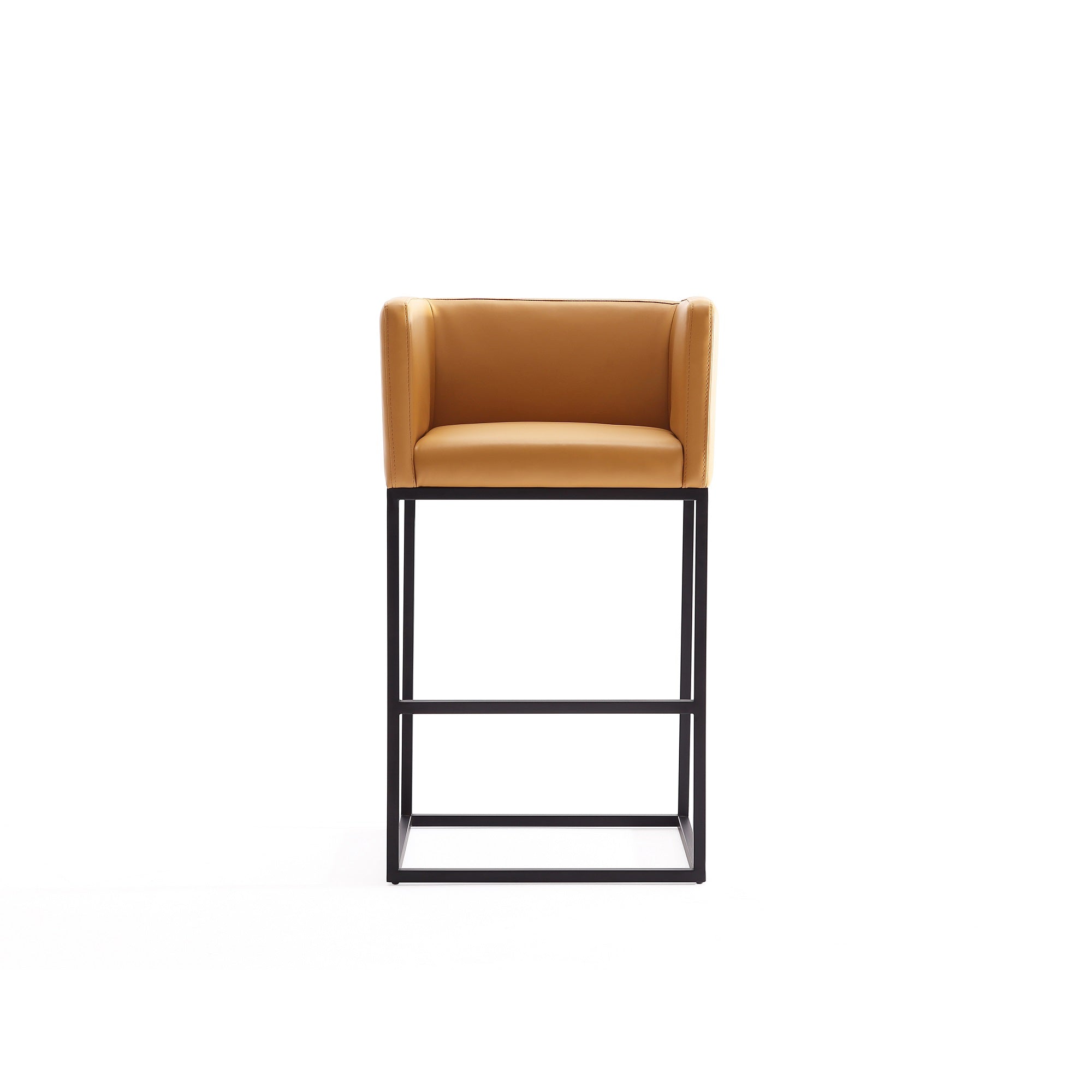 Back. Manhattan Comfort - Embassy Mid-Century Modern Metal Upholstered Counter Stool - Camel.