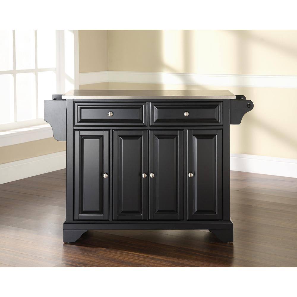 Alt View 1. Crosley Furniture - Lafayette Stainless Steel Top Full Size Kitchen Island/Cart - Black.