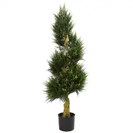 BreeBe - 4.5' Spiral Cypress Tree UV Resistant (Indoor/Outdoor) - Green