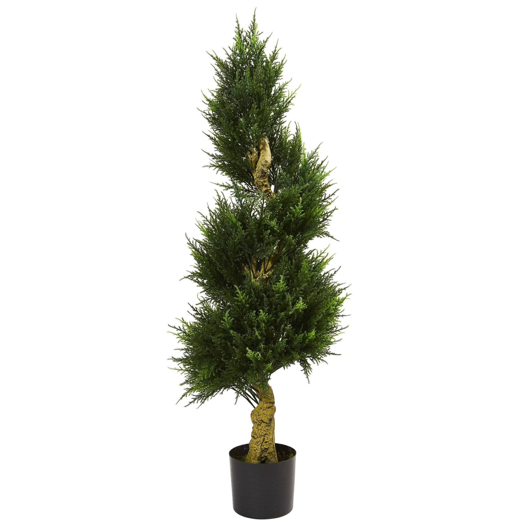 Front. BreeBe - 4.5' Spiral Cypress Tree UV Resistant (Indoor/Outdoor) - Green.