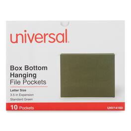 Universal - Hanging Box Bottom File Pockets 1 Section 3.5 Capacity Letter Size Standard Green 10 per Box