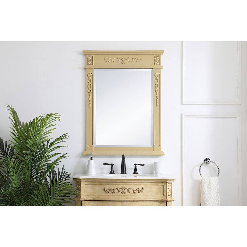 Alt View 1. Elegant Decor - Wood Frame Mirror 28 Inch X 36 Inch In Light Antique Beige - Light Antique Beige.