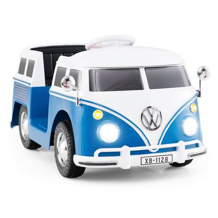 Front. Costway - Costway 12V Licensed Volkswagen Ride-on Bus with Cup Holder, LED Headlights, Music & Horn - Blue.