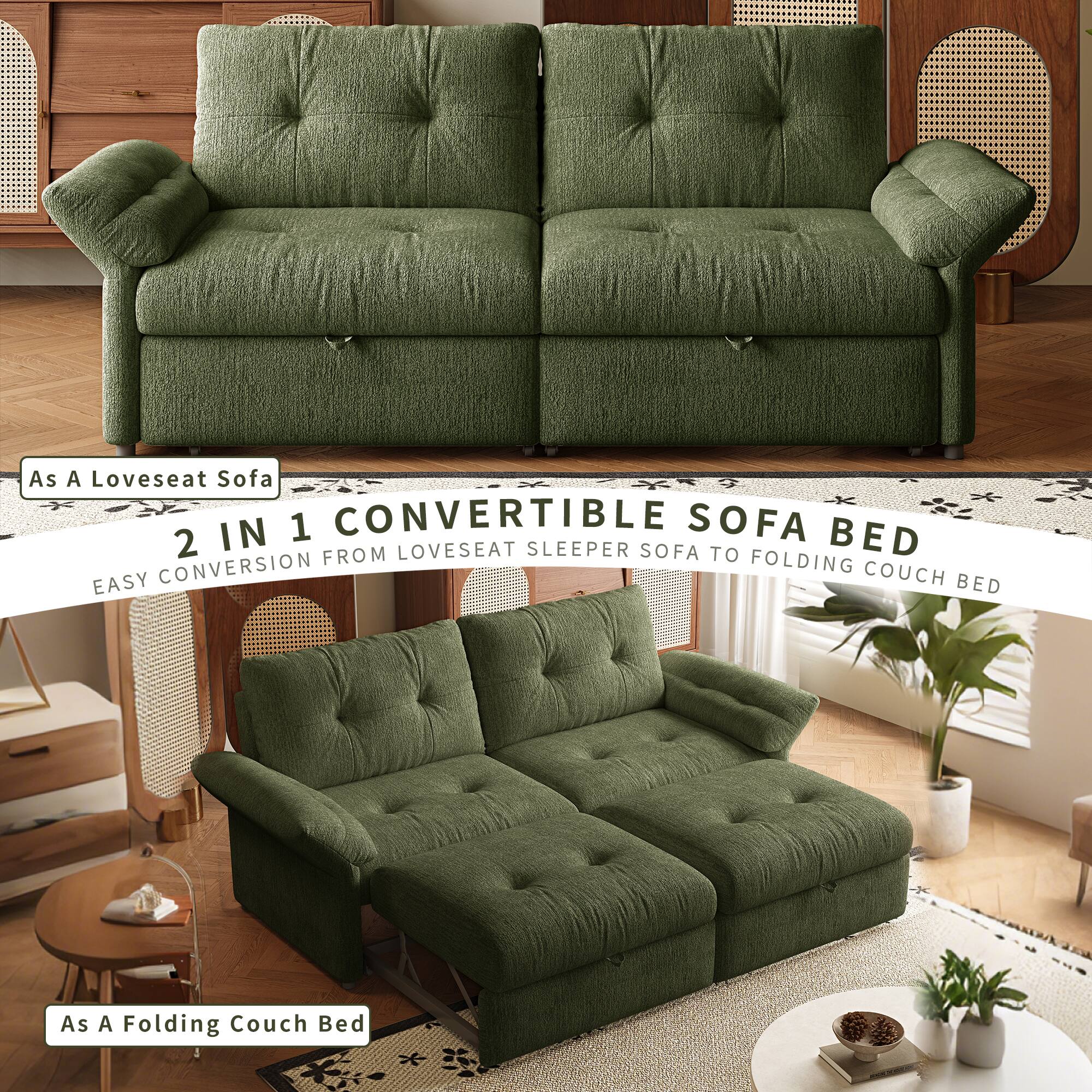 As a Loveseat Sofa

2 IN 1 CONVERTIBLE SOFA BED

EASY CONVERSION FROM LOVESEAT SLEEPER SOFA TO FOLDING COUCH BED

As a Folding Couch Bed