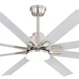 Sofucor - 52" Smart Ceiling Fans Alexa/Google/App Control Reversible Quiet DC Bedroom Farmhouse Ceiling Fan with Light and Remote - Nickel White